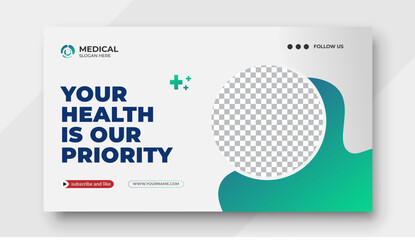 Creative medical healthcare YouTube thumbnail and web banner template

