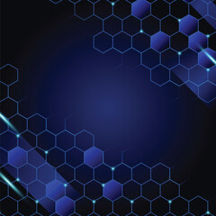 Blue digital honeycomb background.