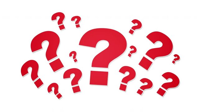 Question marks animated on white background