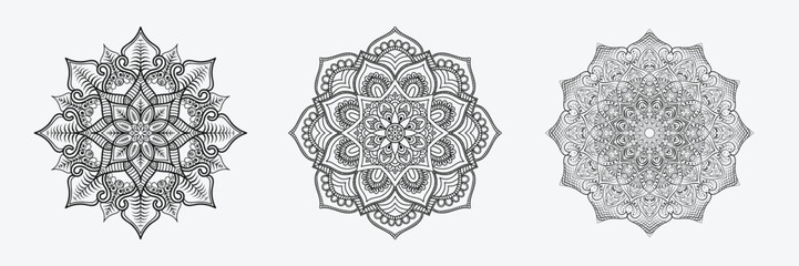 Ornamental luxury mandala pattern 3 in 1 design.
