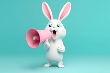 Obraz premium white rabbit with a mic. Generative AI.