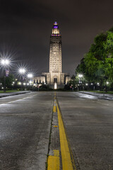 Fototapeta na wymiar Aerial Louisiana State Capitol in Baton Rouge with street