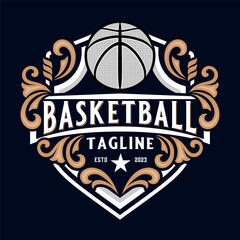 basketball sport logo. with vintage style ornaments. perfect for basketball teams