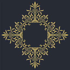 Gold floral Frame on a black background