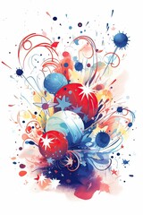 Abstract patriotic red white and blue color background for party invite, voting, July texture, memorial, tie dye, labor day ad, watercolor pattern, independence, and president. Generative Ai.