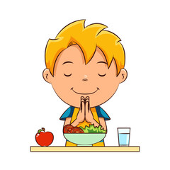 Kid praying before meal