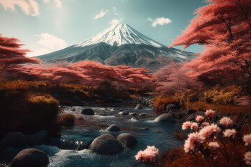 colorful mountain landscape. AI