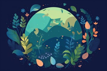 Earth Day Eco friendly ecology concept Flat Vector illustration Earth day flat concept World environment day background. Generative AI