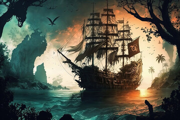 The Black Pearl. Pirate ship