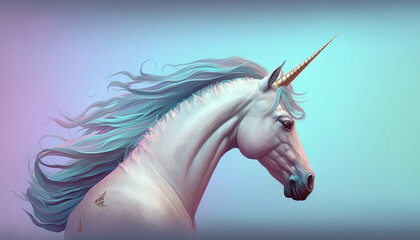 Unicorn abstract wallpaper. Soft background with cute mythical horse in Pastel colors generative ai