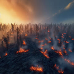 burn, flames, forest, woods,