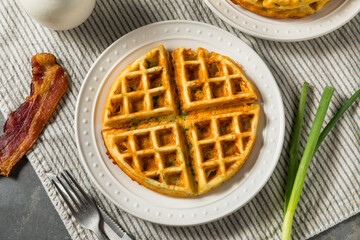 Homemade Savory Waffles for Breakfast