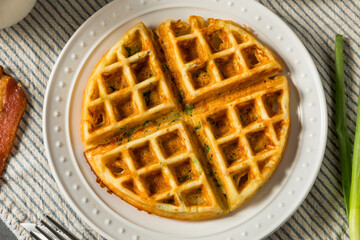 Homemade Savory Waffles for Breakfast