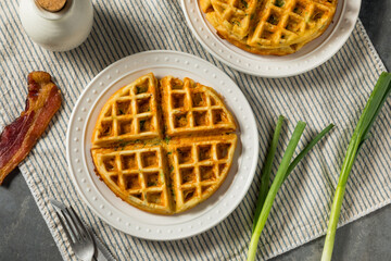 Homemade Savory Waffles for Breakfast