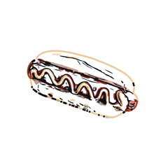 Hotdog color sketch with transparent background