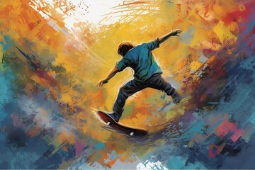Plakat skateboarder in action