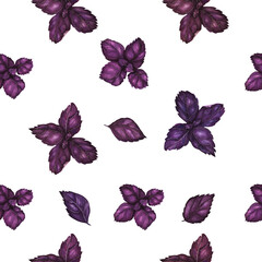 Vegan watercolor seamless pattern by purple basil