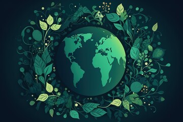 Happy Earth Day Poster or Banner Background. Generative AI