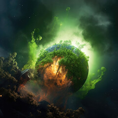 Obraz na płótnie Canvas planet in space burn, flames