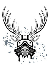 Deer head in a gas mask, vector illustration