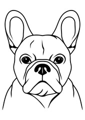 French bulldog face, vector illustration. Silhouette dog