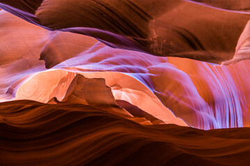 Obraz premium Antelope Canyon in the Navajo Reservation Page Northern Arizona. Famous slot canyon. Rock formation, game of lights. Little Monument Valley.