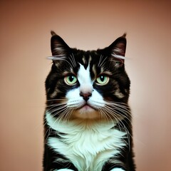 portrait of cute innocent tabby cat, isolated background