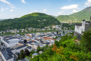 Fototapeta na wymiar Salzburg, Austria - beautiful views of the city where the great composer Wolfgang Amadeus Mozart was born