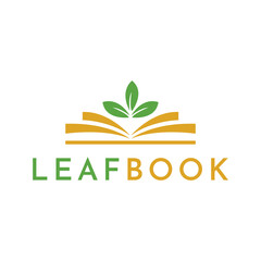 Modern natural leaf icon with book design logo concept icon template