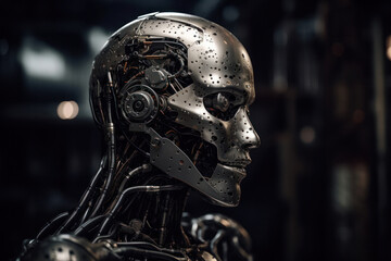 Fototapeta premium Surreal Image of Humanoid Robot Powered by AI