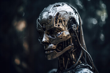 Surreal Image of Humanoid Robot Powered by AI