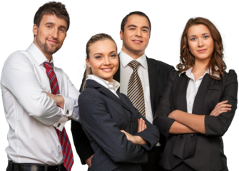 Confident Business team isolated on white background