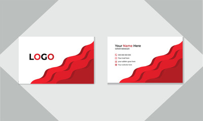Vector modern creative simple and clean business card design, horizontal business card, red abstract business card