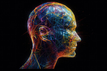 Obraz premium Vibrant 3D Illustration of Creative Human Mind