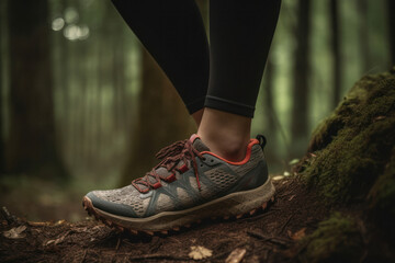 Trail Runner's Shoe on Forest Path