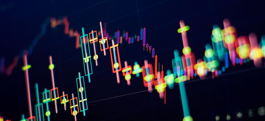 Technical analysis on the monitor of a computer. Fundamental and technical analysis concept.