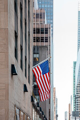 American flag attached to the building in New York