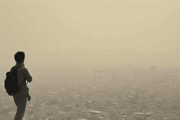 Fototapeta premium PM 2.5 Air Pollution in Bangkok, Thailand - city in haze 