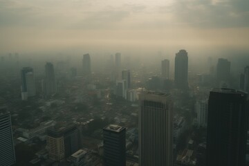 Fototapeta premium PM 2.5 Air Pollution in Bangkok, Thailand - city in haze 