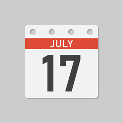 Icon page calendar day - 17 July