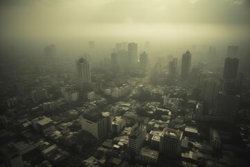 PM 2.5 Air Pollution in Bangkok, Thailand - city in haze	

