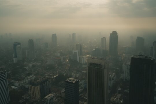 PM 2.5 Air Pollution in Bangkok, Thailand - city in haze	

