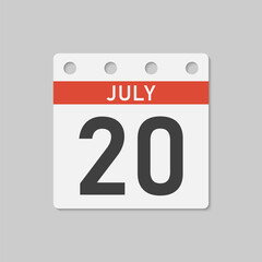 Icon page calendar day - 20 July