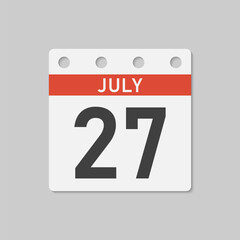 Fototapeta premium Icon page calendar day - 27 July