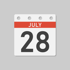 Icon page calendar day - 28 July