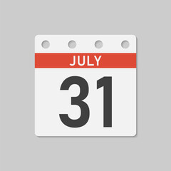 Icon page calendar day - 31 July