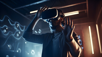 An image of a person using a virtual reality headset