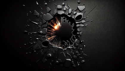 cracked bullet hole. bullet hit. AI generative - obrazy, fototapety, plakaty
