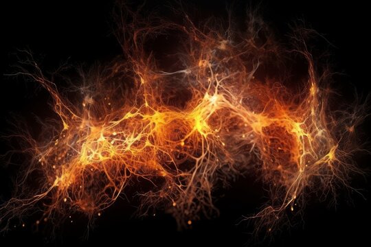 Fiery Lightning Explosions in Neuro-Link Style, Generative AI