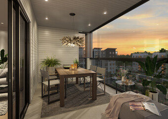 Balcony with a sunset view